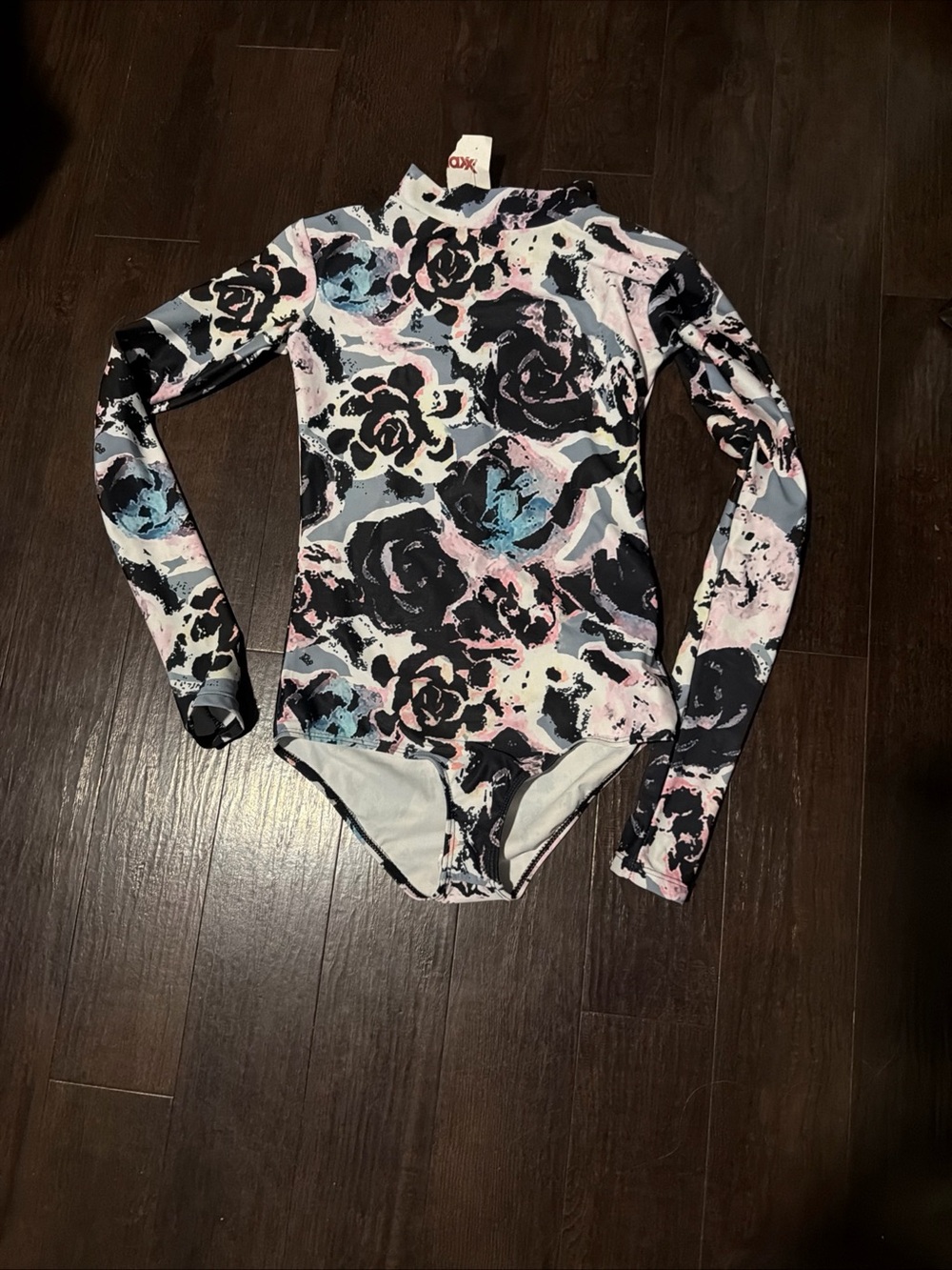 Mott50 Long Sleeve Women's One-Piece in Black, Pink & Blue Floral